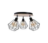 Plafonnier Rond Métal Bois E27 Ø34 Cm Flexible Spot Esszimmer LINSEY