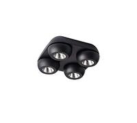 Plafonnier Rond Noir à Quatre têtes 4 x 10 W, Design Nordique Simple en Aluminium, Spot encastrable Anti-éblouissement avec Technologie COB pour éclairage d'allée d'hôtel ou de Restaurant