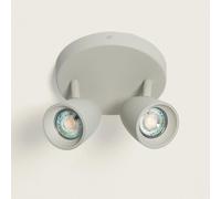 Plafonnier Rond Orientable Aluminium 2 Spots Adrien Gris Pierre