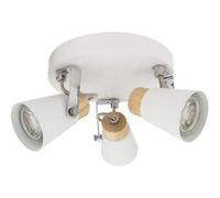 LEDKIA LIGHTING - Plafonnier Rond Orientable Mara 3 Spots | Métal et Bois | Compatible Ampoules GU10 220-240V | Design Élégant et Polyvalent | Usage Intérieur, Blanc, Acier Alliage