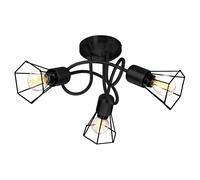 Plafonnier Rondell noir pour salon, lampe spot en osier, design Nino Leuchten 62080308