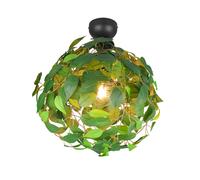 Plafonnier salle à manger Plafonnier lampe de salon lampe de chambre à coucher lampe de couloir, métal plastique noir vert design feuilles, 1x E27, H 58 cm