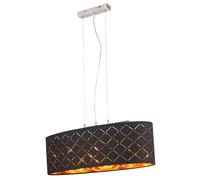 Plafonnier salle à manger suspendu or noir salon suspendu lampe suspendue table à manger, 3 perforations lumineuses, métal textile, 3x LED 7W 806Lm 2700K, LxlxH 65x25x140 cm