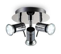 Plafonnier salle de bain LED éclairage lampe plafond sdb chrome 3 spots orientables IP44 GU10