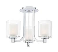 Plafonnier Salle De Bain LED G9 Métal Verre B: 38,4cm IP44 Chrome Blanc Lustre
