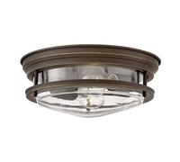 Plafonnier salle de bain plafonnier bronze acier verre IP44 2 lampes