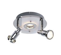 Plafonnier salle de bains Rondelle de plafond 3 flammes métal chrome salle à manger Plafonnier avec spots mobiles, rondelle, LED 11 watts 900 lm, DxH 20x11,5 cm