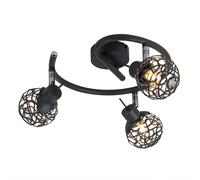 Plafonnier salon gris boule aluminium maille cristal lampe plafonnier spot rond, spots mobiles, 3x G9, 25 cm