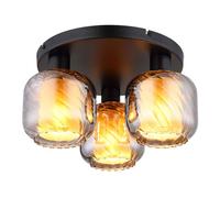 Plafonnier salon lampe chambre verre fumé 3xE27 noir mat