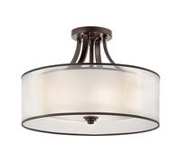 Plafonnier Salon Lampe Toile Verre Acier Métallique 4 à Flammes D 50,8 CM