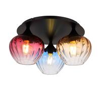 Plafonnier salon lumière chambre lumière verre coloré 3 lampes noir