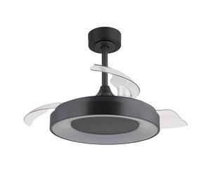 Plafonnier salon lumière ventilateur de plafond chambre, métal plastique gris, télécommande dimmable changement de couleur RVB rotation droite/gauche CCT, LED 40W 2400Lm 2700-6500K, D 91cm