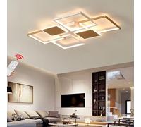 Plafonnier Salon Moderne, 95W Dimmable 3000K-6500K, Lustre Salon avec Telecommande, Lustre Salon Aluminium Design Rectangulaire, Luminaires Plafond LED Doré Blanc L 110 × W 70 cm