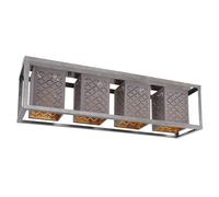 Plafonnier salon plafonnier lampe salle à manger tissu 4 flammes, métal gris or argent, 4x douille E27, LxlxH 75x20x22,5 cm
