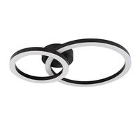 Plafonnier salon plafonnier LED anneaux design noir L 42 cm