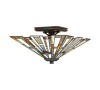 Plafonnier Salon Tiffany Style B : 36,7 CM Multicolore Verre 2x E27