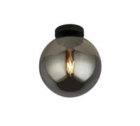 Plafonnier Salon Verre Métal Noir E27 Ø25 Cm Rond Boule Lampe Plafond