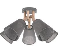Plafonnier Scandinave Abat-Jour Gris E27 5-flammig Holzleuchte à Manger