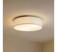 Plafonnier Sebatin Lindby, dimmable, blanc, Chambre à coucher, Textile / Tissu / Soie, Scandinave, Plafonnier Tissu