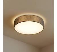 Lindby Plafonnier Tissu Sebatin à intensité variable (Moderne) en Gris Textile e. a. pour Chambre coucher (à 3 lampes, E27) Luminaire Lampe Plafond Eclerage Eclairage