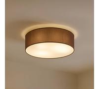 Plafonnier Sebatin Lindby, dimmable, marron, Chambre à coucher, Textile / Tissu / Soie, Moderne, Plafonnier Tissu