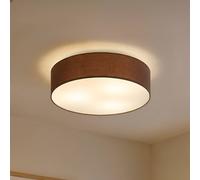 Lindby Plafonnier Tissu Sebatin à intensité variable (Moderne) en Marron Textile e. a. pour Chambre coucher (à 3 lampes, E27), Luminaire Plafonnier, Lampe Plafond, Eclerage Eclairage