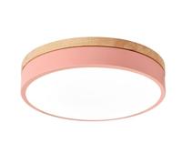 Plafonnier Semi-encastré 18 W 11,8 po de Style Nordique, éclairage de vestiaire, Base Ronde en Bois, luminaires Couleur Macaron pour Chambre d'enfant, garçon ou Fille.