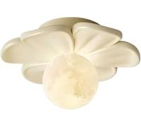 Plafonnier Semi-encastré Boho De 7,87 Pouces, Abat-Jour en Forme De Pétale en Résine Blanche, Finition Blanc Crème, Mini Lustre pour Porche, Couloir, Cuisine, Balcon, Chambre À Coucher