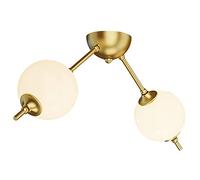 Plafonnier Semi-Encastré Classique, Lustre À Ampoules Satellites Artificielles, Verre Blanc Dépoli, Finition Dorée, Compatible Avec Salon, Salle À Manger, Chambre, Lampe En Cuivre, Tricolore, Une Coul