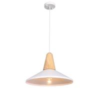 Plafonnier semi-encastré E27, abat-jour en métal blanc, éclairage suspendu avec accent en bois, lampe de table/plafonnier de chambre nordique en forme de triangle, luminaires industriels suspendus cla