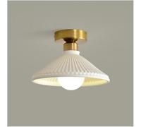 Plafonnier Semi-Encastré En Céramique Style Ferme - Blanc Classique, Éclairage Discret Pour Salle À Manger, Cuisine, Entrée, Couloir, Salle Den, Porche, Hall D'Entrée (24 Cm)/23 Cm/Or