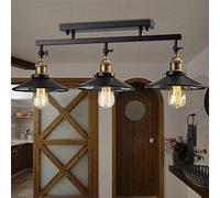 Plafonnier Semi-encastré en métal 3 lumières Vintage Loft Bricolage plafonnier en Fer Noir Home Deco Miroir Abat-Jour en Verre 3 * E27 Edison Ampoule Salle à Manger plafonnier Lustre Interesting
