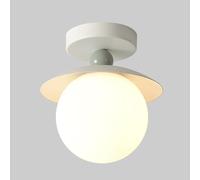 Plafonnier Semi-Encastré En Verre Opalin Blanc, Style Moderne Du Milieu Du Siècle, Idéal Pour Un Petit Couloir Ou Une Salle Den/Cuisine. Style Nordique Vintage./Vert