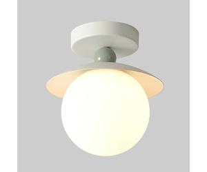 Plafonnier Semi-Encastré En Verre Opalin Blanc, Style Moderne Du Milieu Du Siècle, Idéal Pour Un Petit Couloir Ou Une Salle Den/Cuisine. Style Nordique Vintage./Vert