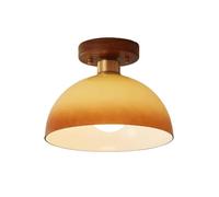 Plafonnier Semi-Encastré En Verre, Style Moderne Du Milieu Du Siècle, Lampe Japonaise Vintage À Dôme Ambré Avecrt En Laiton, Décoration Intérieure Pour Couloir, Entrée Ou Chambre.