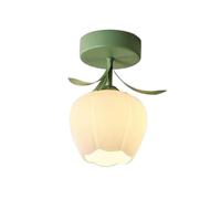 Plafonnier Semi-Encastré, Luminaire de Plafond Crème Français, Applique Murale En Verre Style Ferme À Une Lumière Pour Couloir, Lampes de Plafond En Métal Pour Salle Den, Salle À Manger, Porche (Ampou