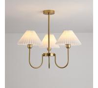 Plafonnier Semi-encastré Moderne brossé d'usine pour Salle à Manger avec Abat-Jour en Tissu plissé, Lampe Suspendue Ronde de Grande Taille, Style Nordique, pour Salon, Chambre à Coucher, îlot de