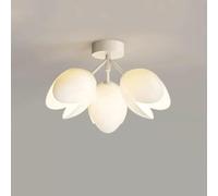 Plafonnier Semi-Encastré pour Salle D'Étude d'enfant, Lampe De Plafond À Fleurs, Lustre Moderne À 3 Lumières avec Petit Abat-Jour en Acrylique pour Placard, Restaura(White)