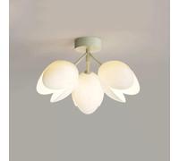 Plafonnier Semi-Encastré pour Salle D'Étude d'enfant, Lampe De Plafond À Fleurs, Lustre Moderne À 3 Lumières avec Petit Abat-Jour en Acrylique pour Placard, Restaura（Green）