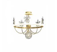 Plafonnier Semi-encastré Style Mid Century, Lustre en Bronze doré, Suspension Industrielle en Laiton brossé, Motif gypsophile, idéal pour Cuisine, Salon et Salle à Manger (lumière Blanche, 4