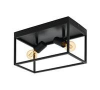Plafonnier SILENTINA E27 2X40W en acier noir 360x180x205mm
