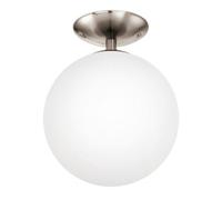 Plafonnier Simple Rondo blanc, nickel mat