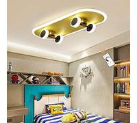 Plafonnier Skateboard Moderne Dimmable LED 32W Lampe Pour Enfants Lustre Acrylique Garçons Filles Chambre Éclairage Plafond Chambre Des Enfants Salon Éclairage Maternelle Or