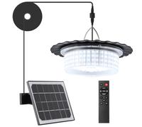 Plafonnier solaire à détecteur de mouvement avec 5 modes, 244 LED, télécommande pour extérieur et intérieur, parfait pour les garages, les cours et les abris de jardin