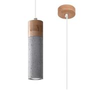 Sollux Lighting Lampe suspendue Zane 1 – Béton et bois gris – 1 ampoule GU10