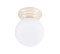 SOLLUX lighting Plafonnier - Lampe de Plafond - Spot de Plafond en Céramique Émaillée Verre - 1 Abat-jour - Lampe LED Ampoule - Beige Zori