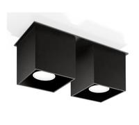 Plafonnier - SOLLUX - QUAD 2 - Aluminium - 2 lumières - Noir