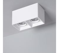 Plafonnier Space Carré Double Blanc avec Ampoule GU10
