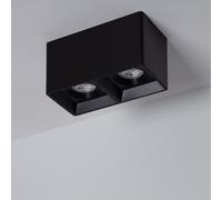 Plafonnier Space Carré Double Noir Avec Ampoule Gu10 Blanc Neutre 4000k