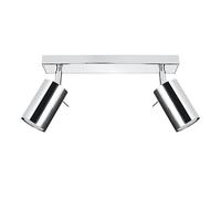 Plafonnier Spot 2-Flammes GU10 30 Cm Long Éclairant Pivotant Chrome